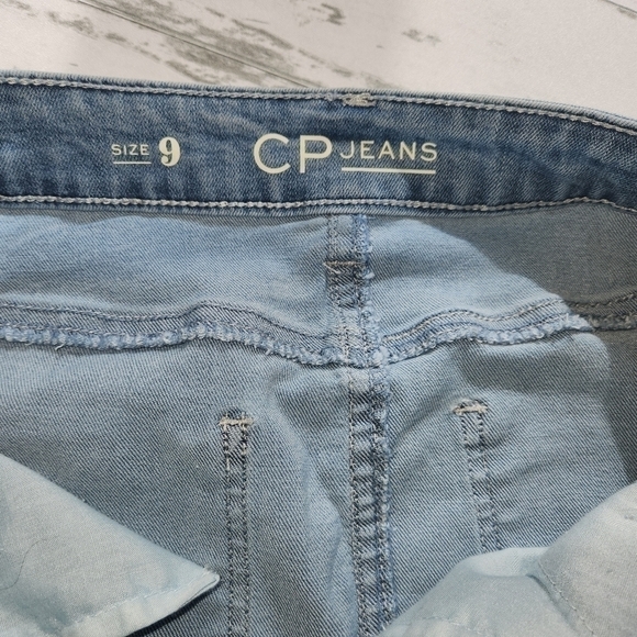 Cp Jeans Denim Skirt Crochet Light Wash Lace Size 9 Short Mini Distressed EUC - Picture 7 of 11